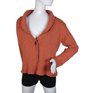 Key Lime Pie Cardigan Size Large Orange One Button Closure